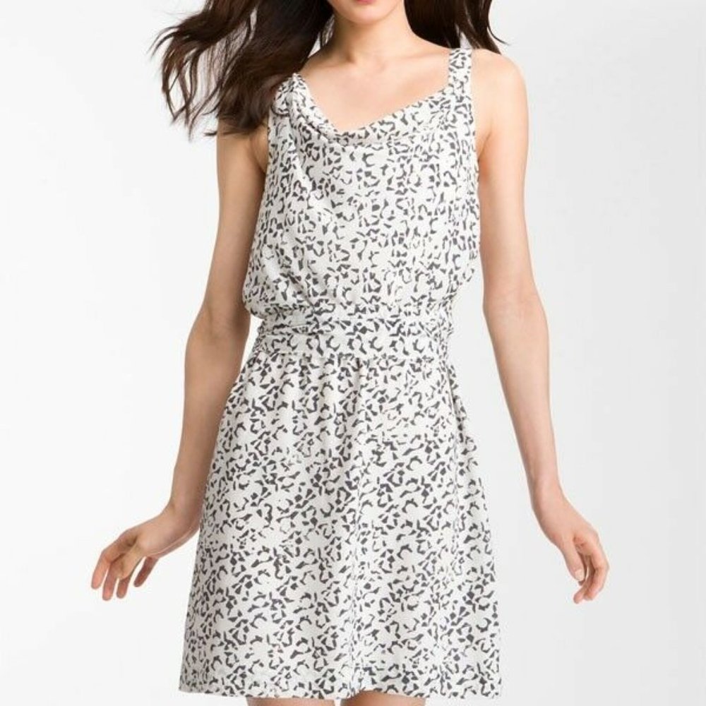 Theory Black & White Silk Dress | Size 4